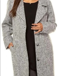 Ulla Popken | Plus  Size Tweed Button Front Pocket 3/4 Coat